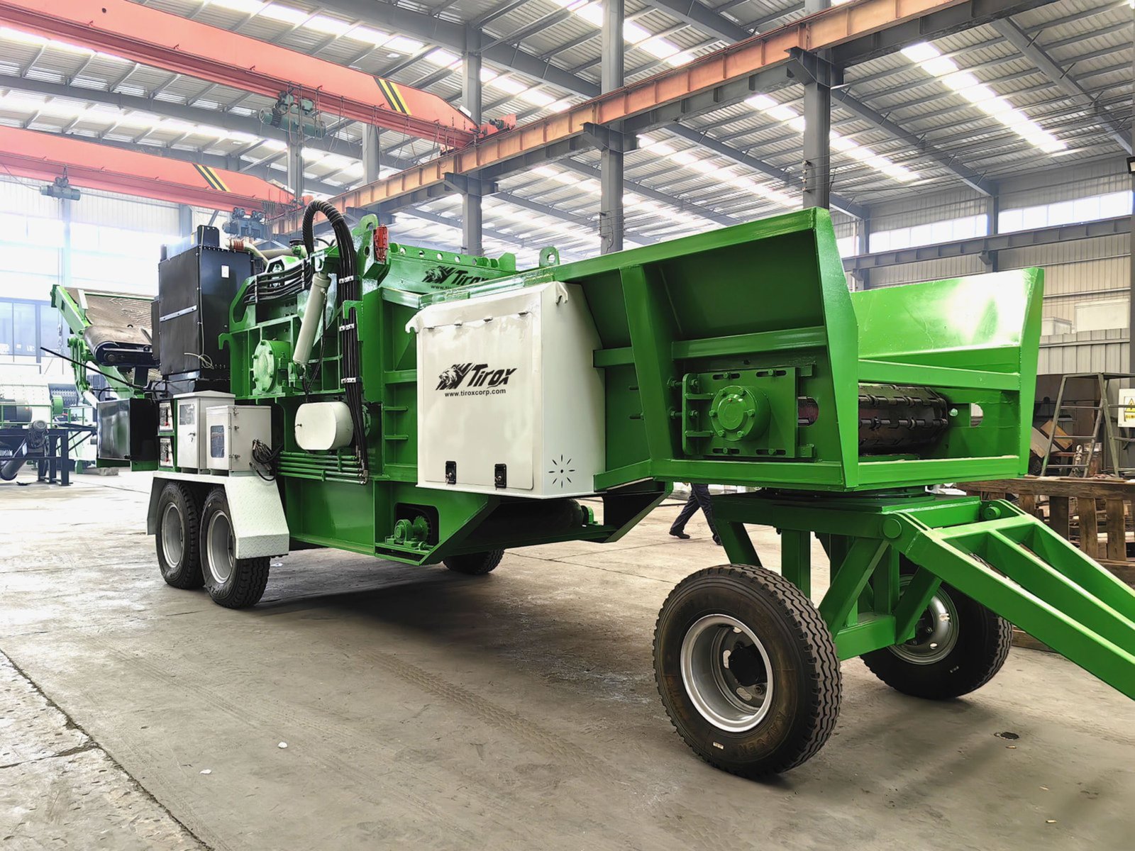 TIROX horizontal grinder for industrial wood processing